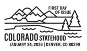 USPS, Colorado Statehood Stamp cancel Colorado Statehood Cancel, USPS
