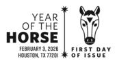 USPS, Year of the Horse Stamp cancel Year of the Horse Cancel, USPS